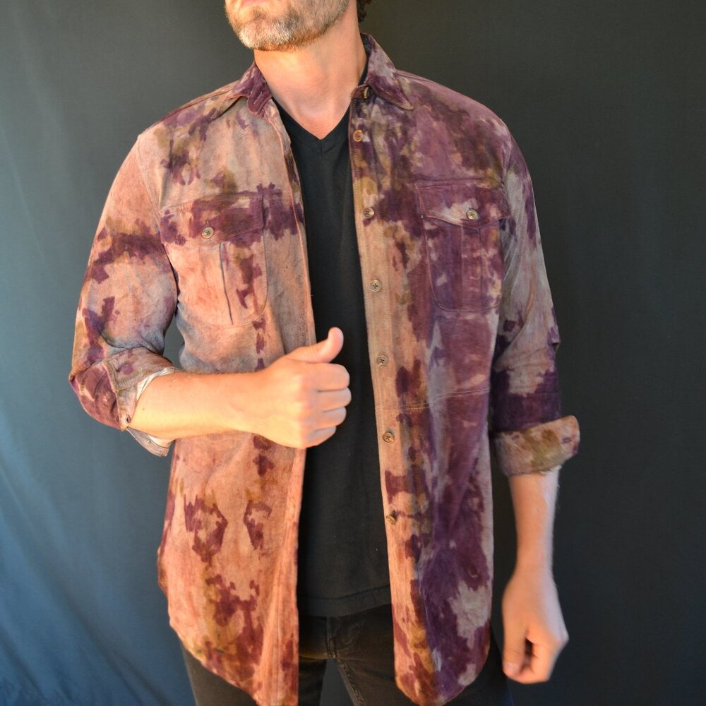 Ralph Lauren brown suede leather shirt jacket medium large XL unisex cowboy dyed - Picture 7 of 8